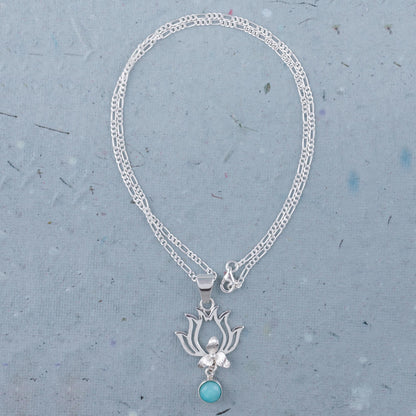 Flaming Drops Amazonite and Sterling Silver Pendant Necklace from Peru