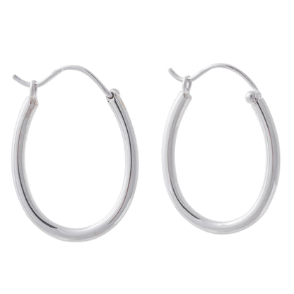 Life Circles Oval Hoop Earrings Hand Crafted in 925 Sterling Silver