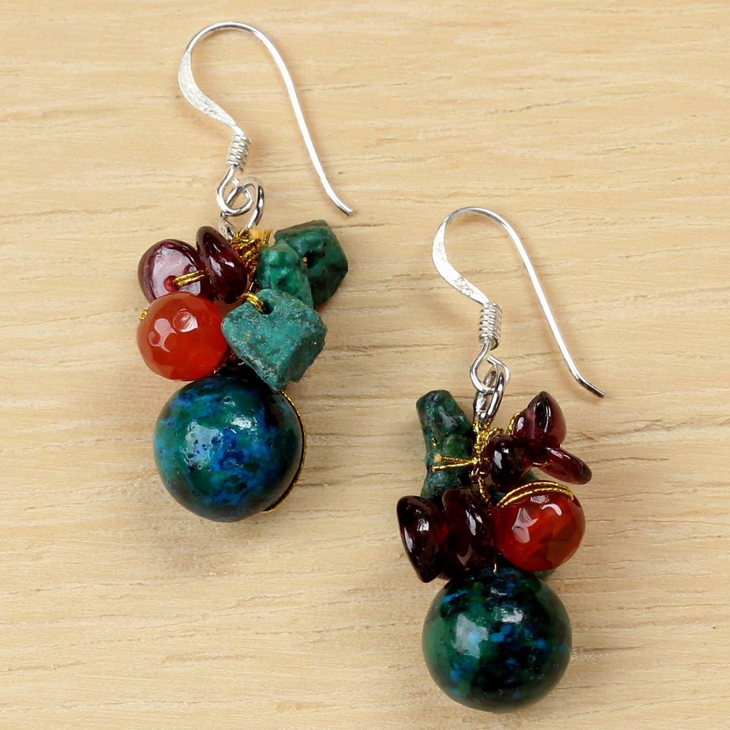 Tropical Oasis Multi-Gem Cluster Earrings