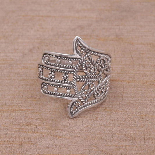 Hamsa Rope Sterling Silver Hamsa Symbol Ring Handcrafted in Bali