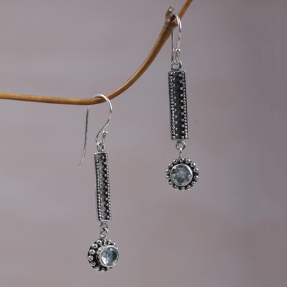 Falling Raindrops Sterling Silver and Blue Topaz Dangle Earrings from Bali