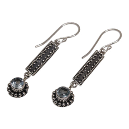 Falling Raindrops Sterling Silver and Blue Topaz Dangle Earrings from Bali