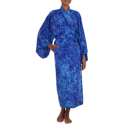 Bamboo Blue Rayon Batik Robe