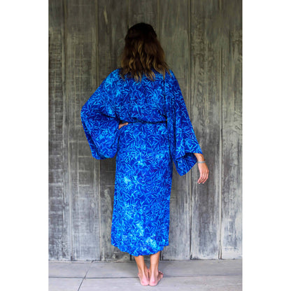 Bamboo Blue Rayon Batik Robe