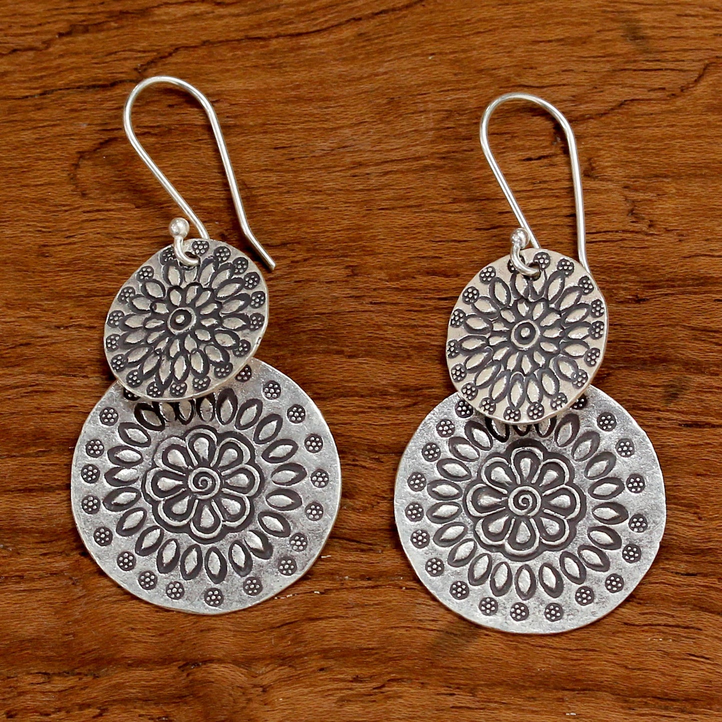 Karen Sunflowers Silver Dangle Earrings