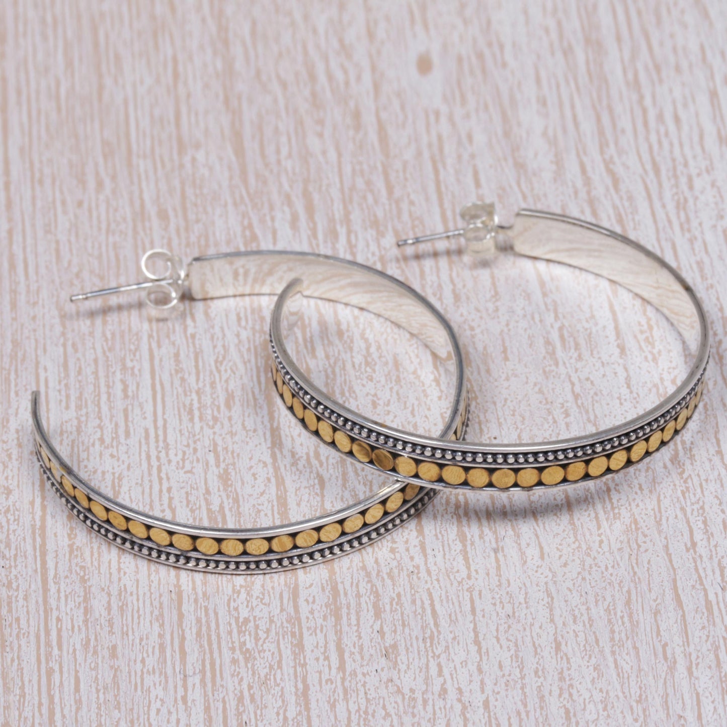 Edge of Sunrise Gold Accent Sterling Silver Half-Hoop Earrings Indonesia