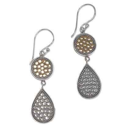 Sunny Drops Gold and Sterling Silver Teardrop Dangle Earrings Indonesia