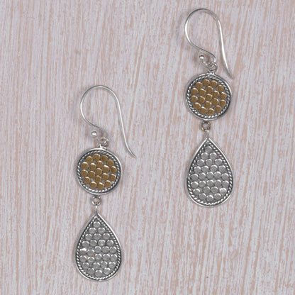 Sunny Drops Gold and Sterling Silver Teardrop Dangle Earrings Indonesia