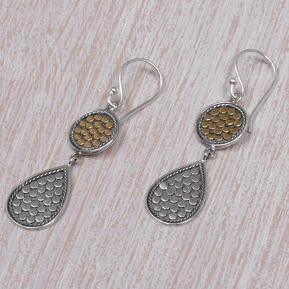 Sunny Drops Gold and Sterling Silver Teardrop Dangle Earrings Indonesia