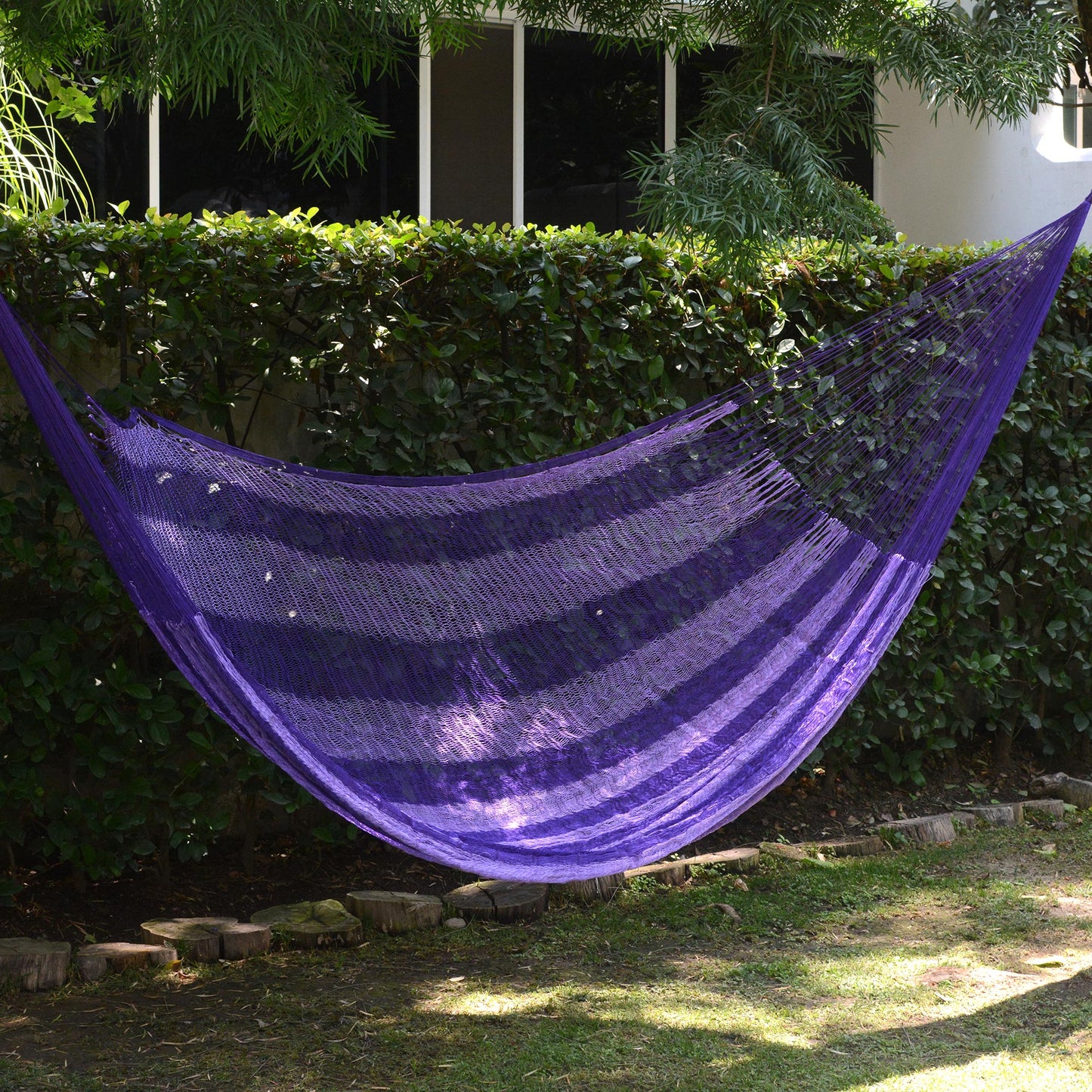 Lilac Blossom Lilac Striped Double Nylon Hammock from Mexico