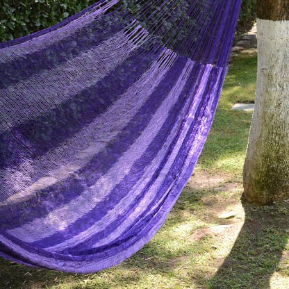 Lilac Blossom Lilac Striped Double Nylon Hammock from Mexico