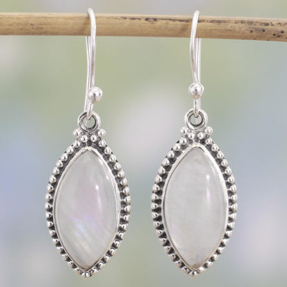 Rainbow Windows Indian Rainbow Moonstone and Sterling Silver Dangle Earrings