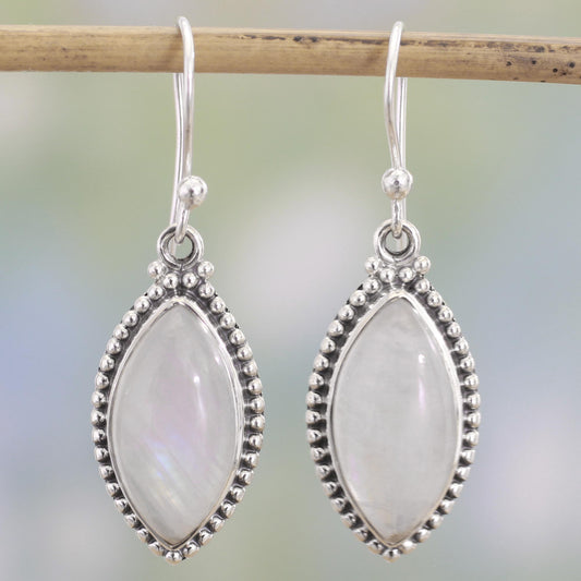 Rainbow Windows Indian Rainbow Moonstone and Sterling Silver Dangle Earrings