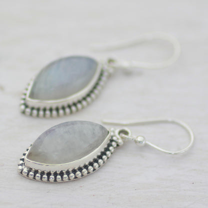 Rainbow Windows Indian Rainbow Moonstone and Sterling Silver Dangle Earrings