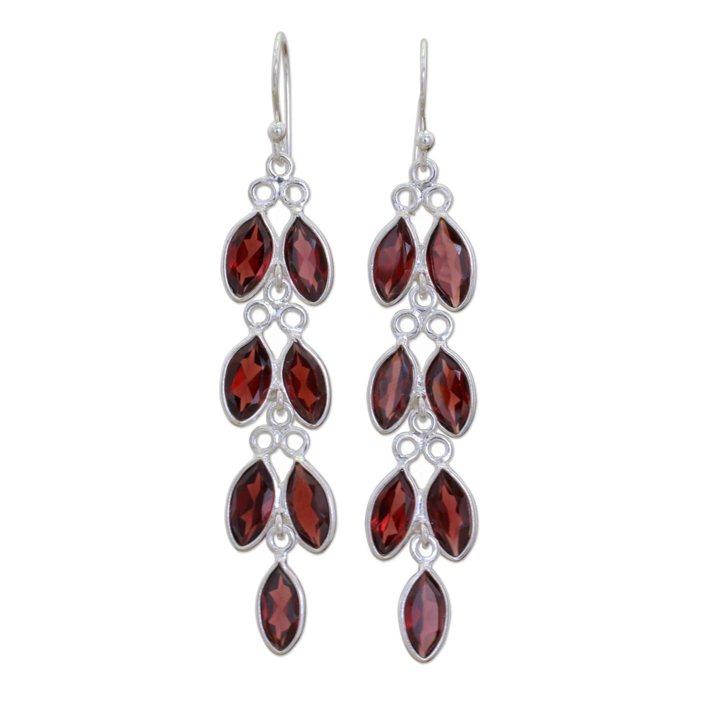 Garnet Leaves Dangle Earrings