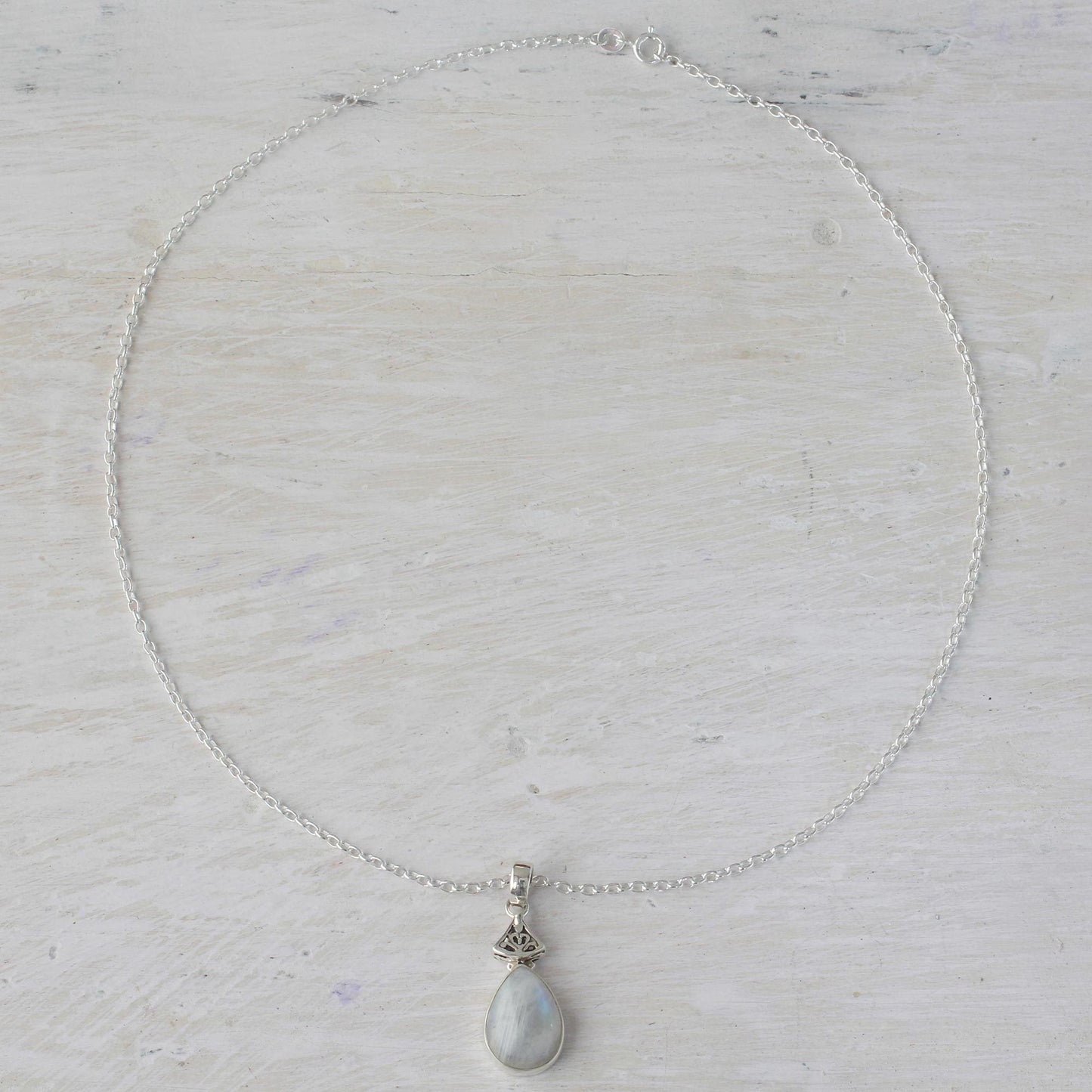 Icy Droplet Moonstone Pendant Necklace