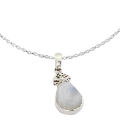 Icy Droplet Moonstone Pendant Necklace