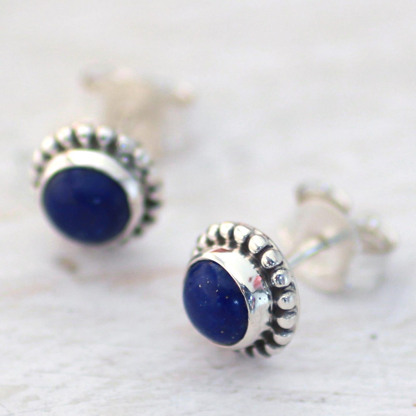 Blue Globe Sterling Silver Stud Earrings