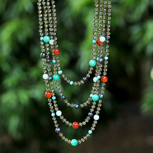 Changing Seasons Beaded Gem Necklace with Cultured Pearls