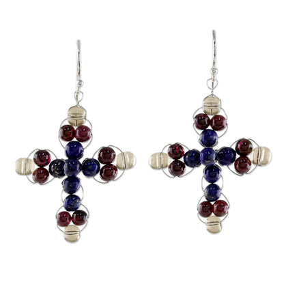 Precious Cross Multi-Gemstone Earrings