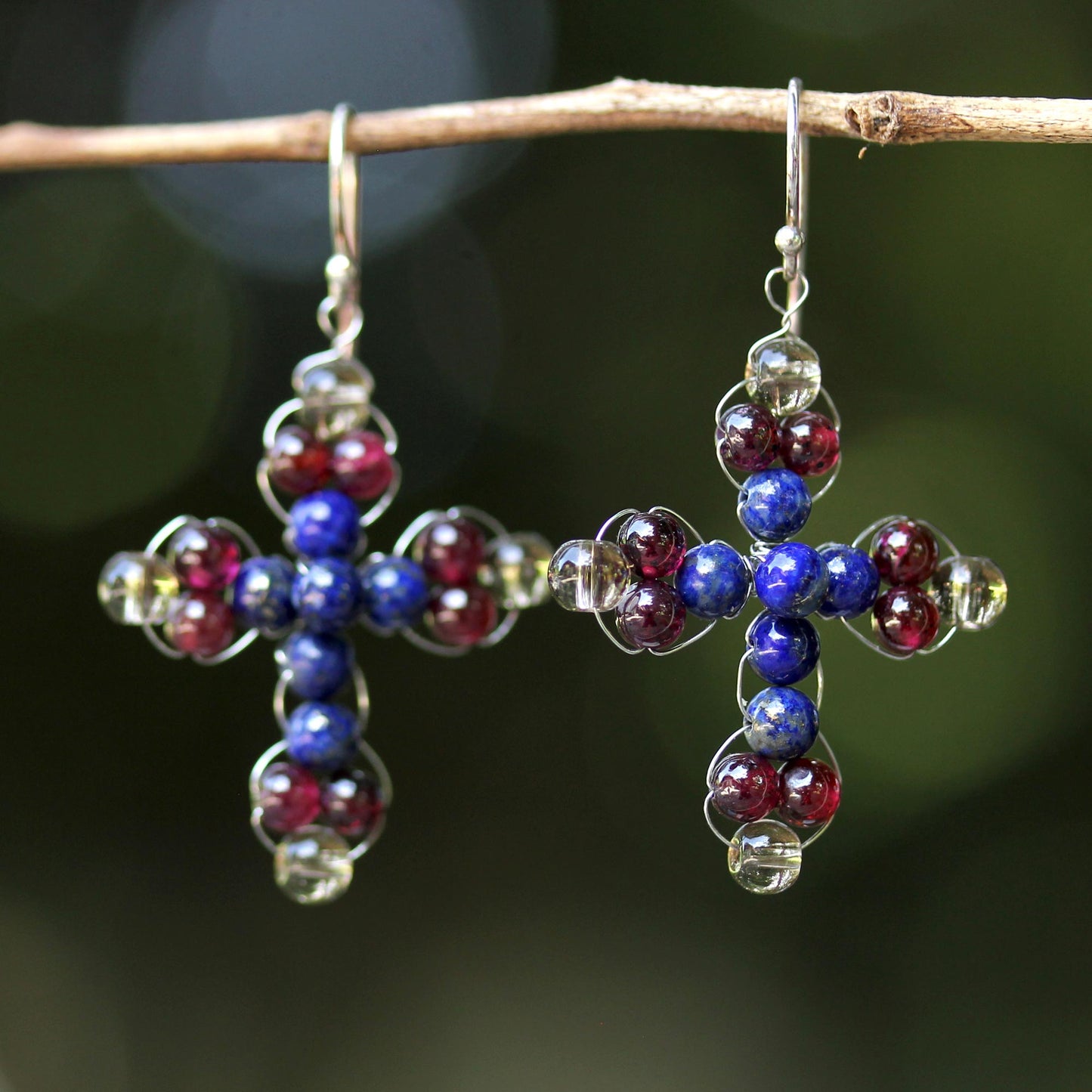 Precious Cross Multi-Gemstone Earrings