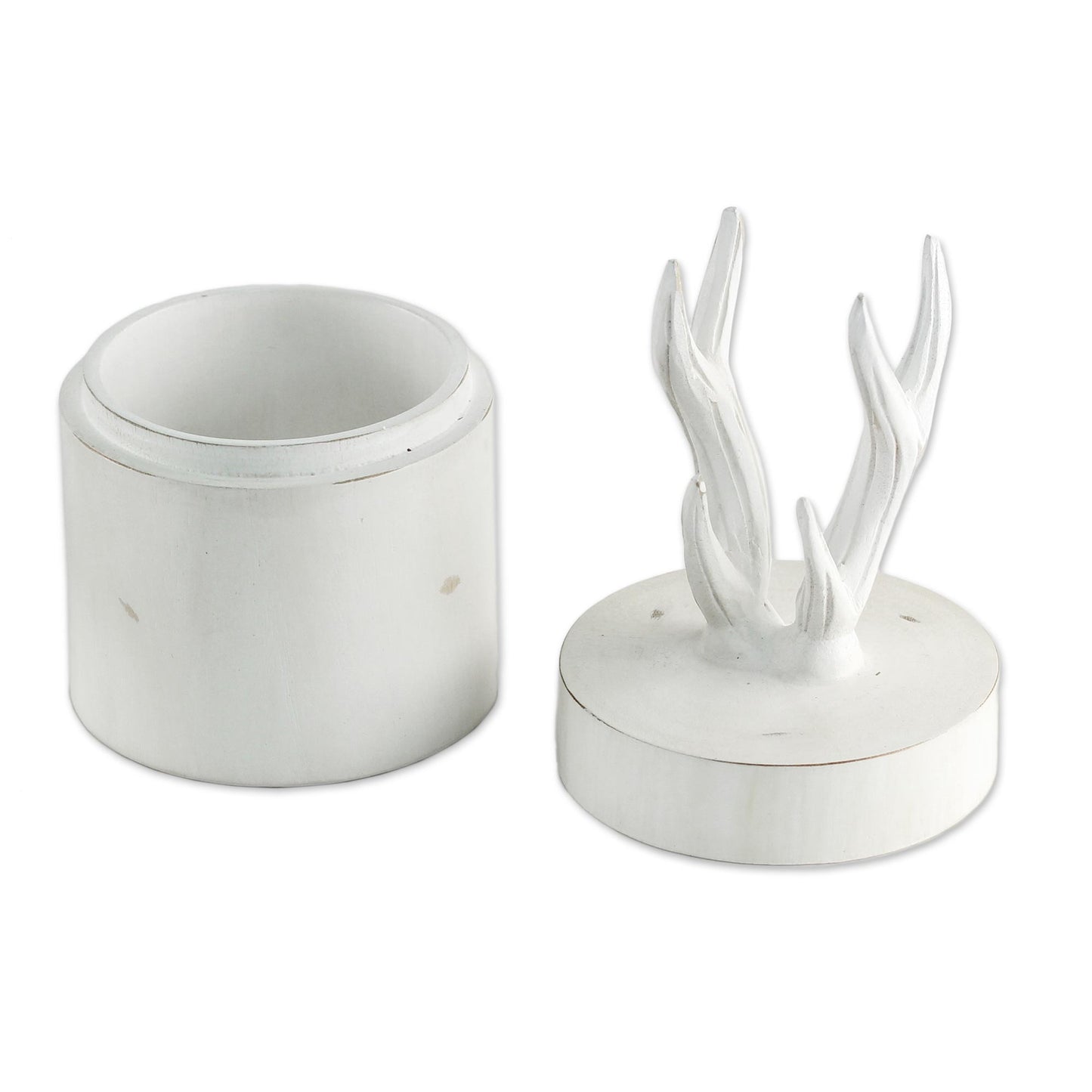 Antlers Hand Crafted White Decorative Box with Antlers from Thailand