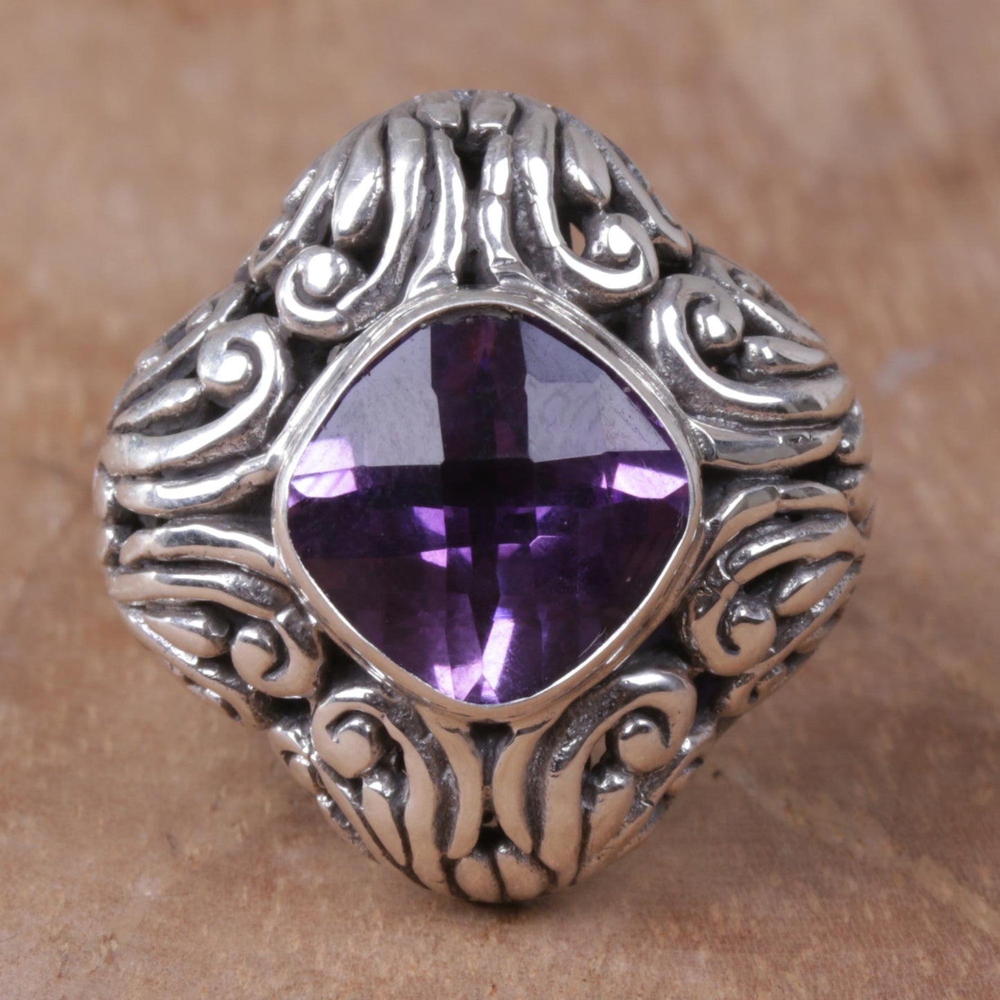 Purple Glitz Amethyst and Sterling Silver Cocktail ring from Indonesia