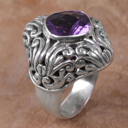 Purple Glitz Amethyst and Sterling Silver Cocktail ring from Indonesia