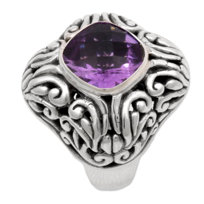 Purple Glitz Amethyst and Sterling Silver Cocktail ring from Indonesia