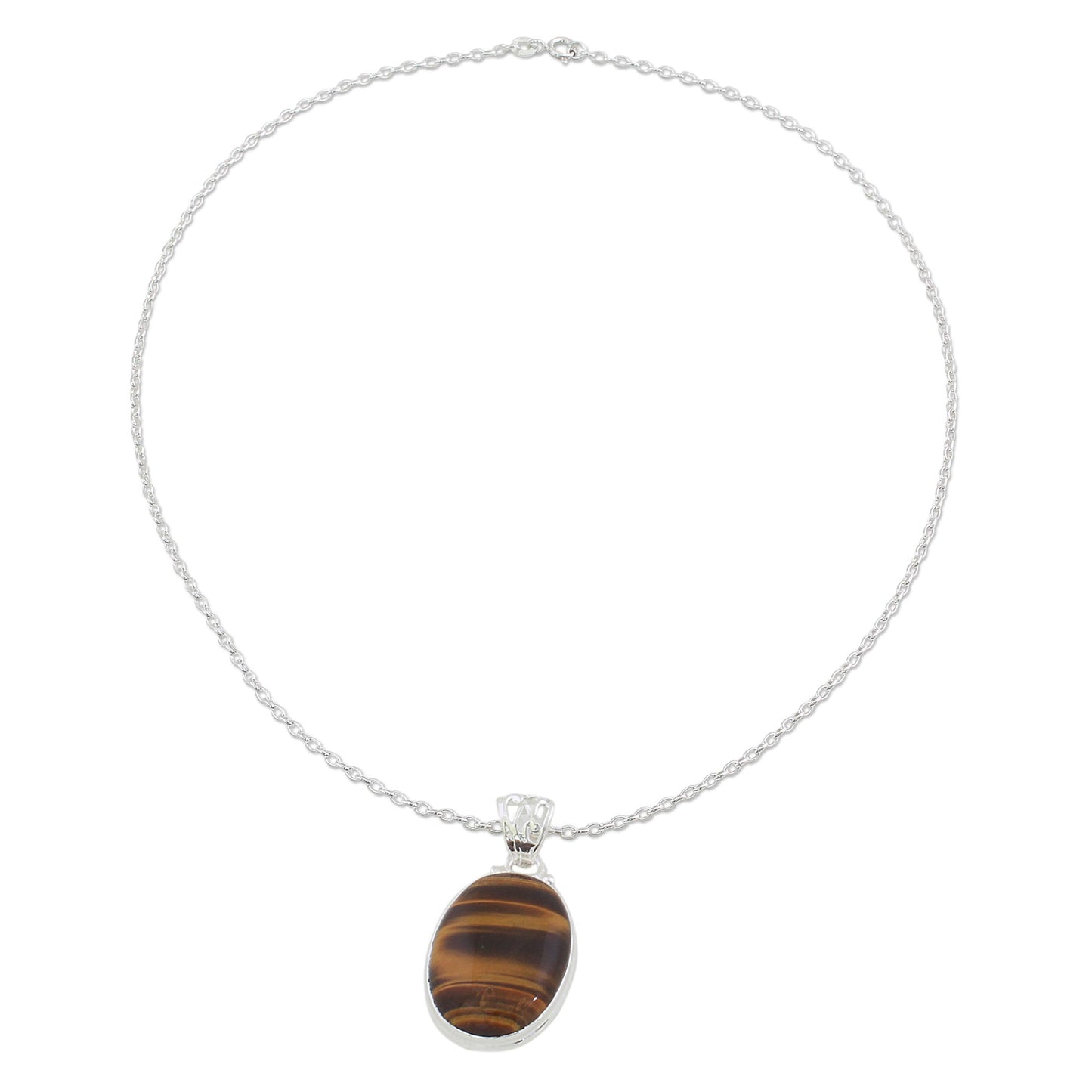 Hypnotic Feline Tiger's Eye Silver Necklace