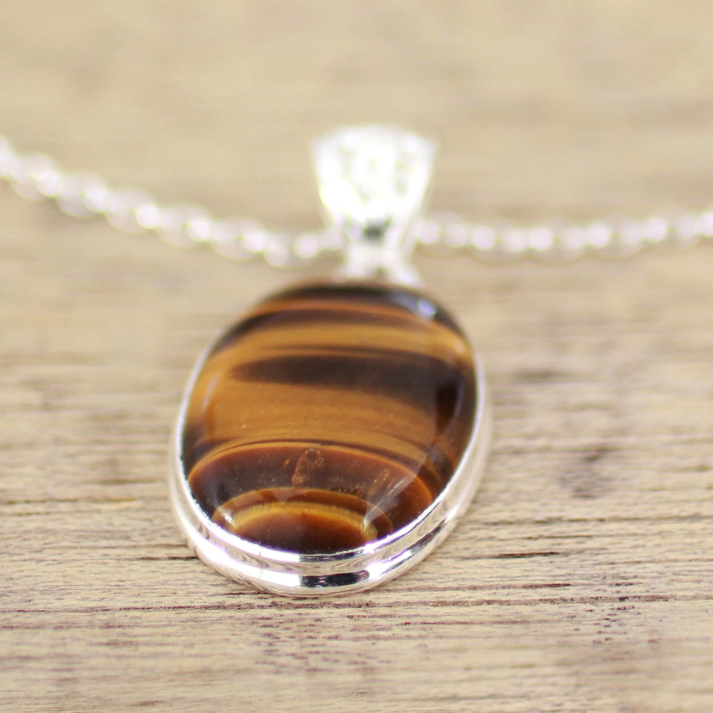 Hypnotic Feline Tiger's Eye Silver Necklace