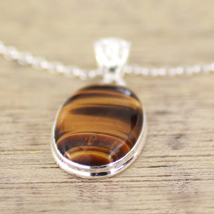 Hypnotic Feline Tiger's Eye Silver Necklace