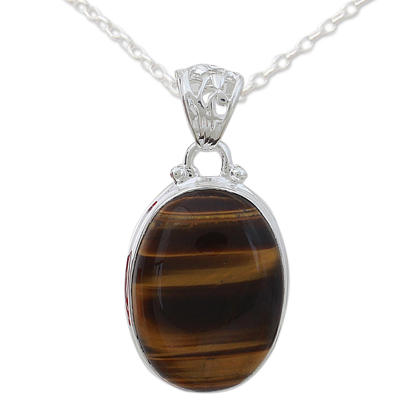 Hypnotic Feline Tiger's Eye Silver Necklace