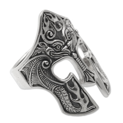 Brawijaya Mask Sterling Silver Men's Ring