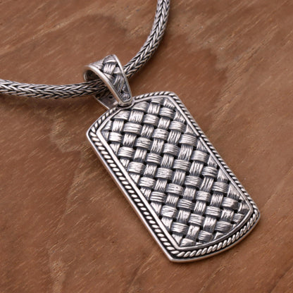 Shield of Ken Arok Sterling Silver Men's Pendant Necklace from Indonesia