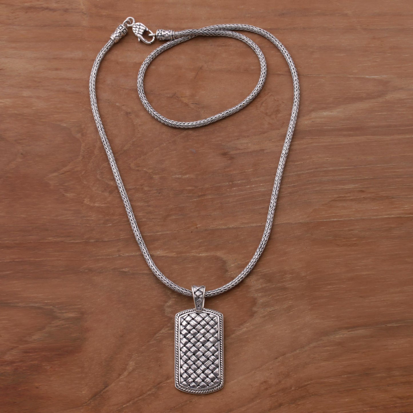 Shield of Ken Arok Sterling Silver Men's Pendant Necklace from Indonesia