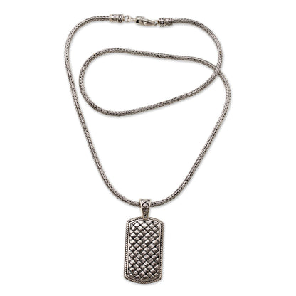 Shield of Ken Arok Sterling Silver Men's Pendant Necklace from Indonesia