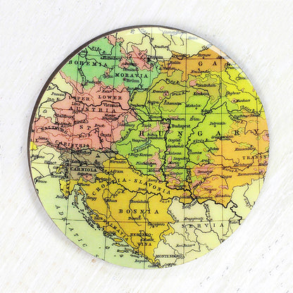 Countries of the World Round Laminated Wood Map Coasters (Set of 5) from India