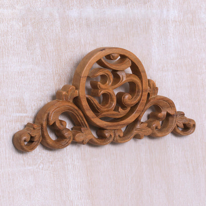 Sacred Vines Hand Carved Suar Wood Wall Relief Panel from Indonesia