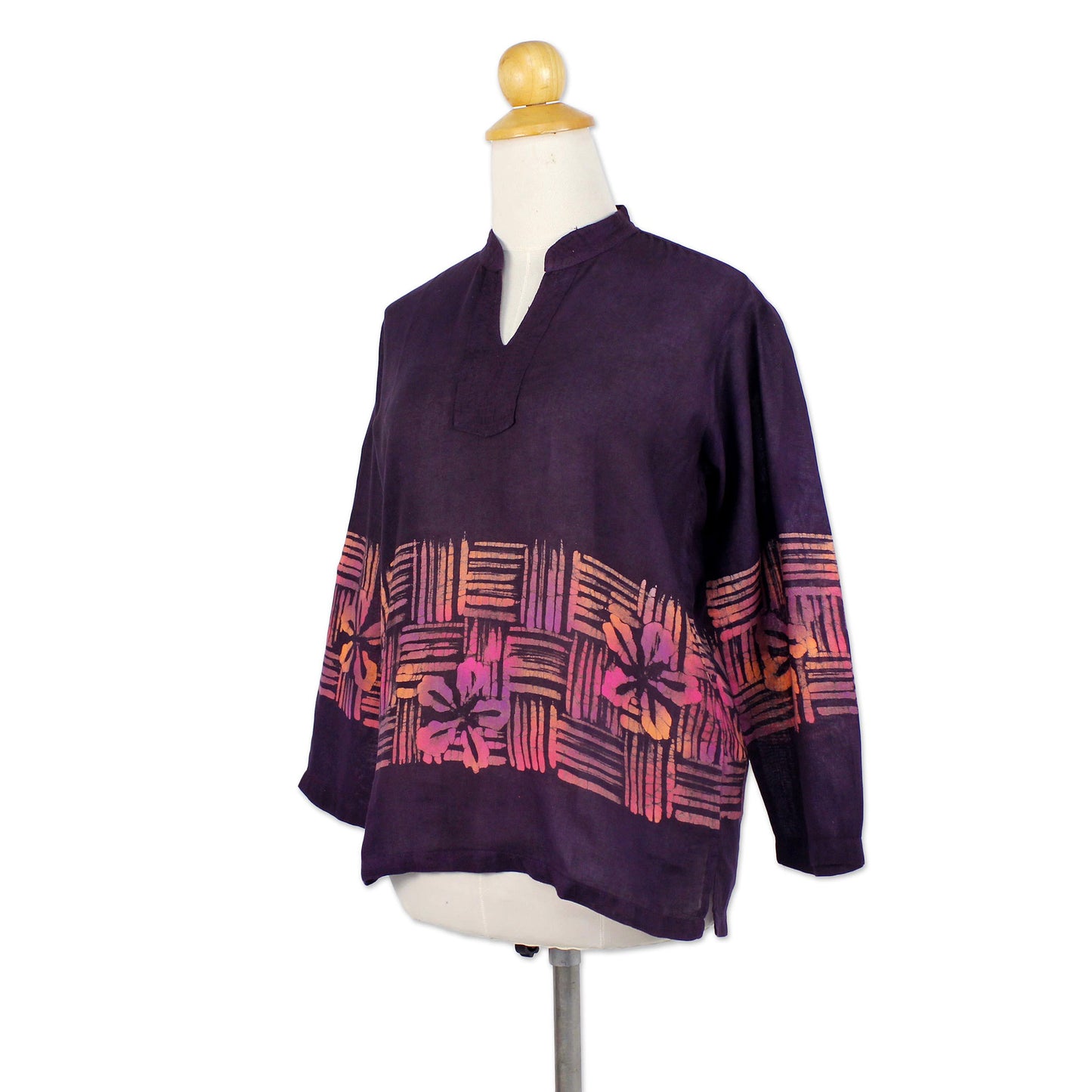 Island Evenings Purple Cotton Batik Tunic