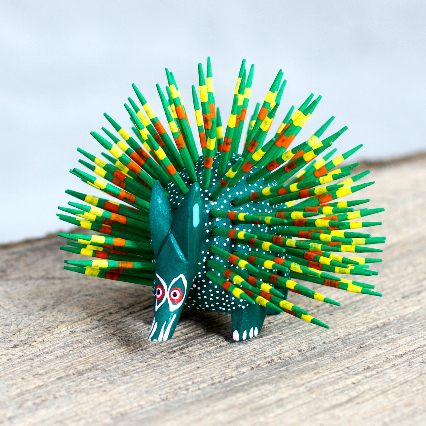 Green Alebrije Porcupine Sculpture