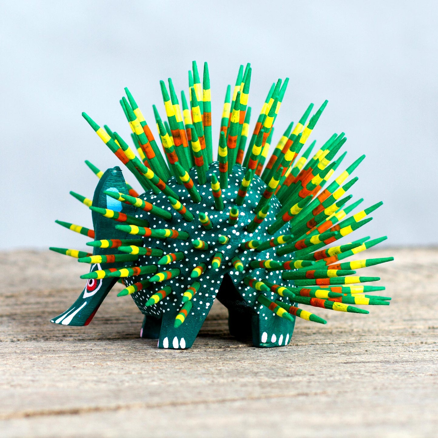 Green Alebrije Porcupine Sculpture