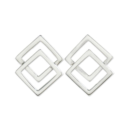 Forever Square Sterling Silver Earrings