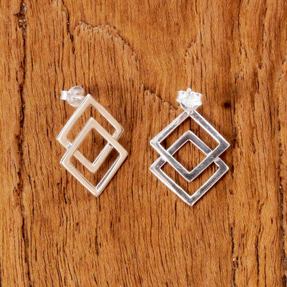 Forever Square Sterling Silver Earrings