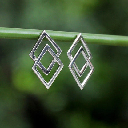 Forever Square Sterling Silver Earrings