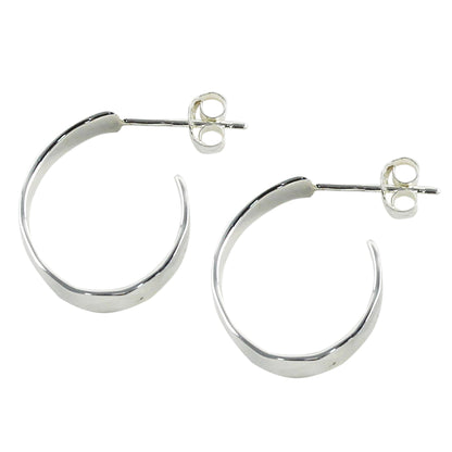 Contemporary Woman Modern Thai 925 Sterling Silver Half-Hoop Earrings