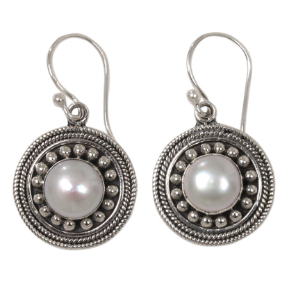 Moonlight Dance Culture Mabe Pearl and Sterling Silver Dangle Earrings