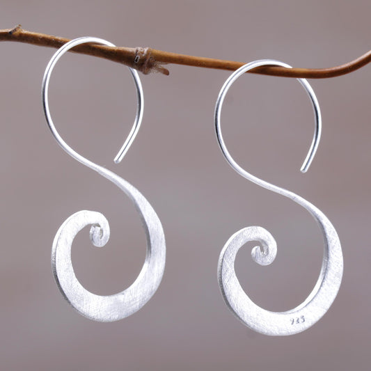 Cloud's Curve Sterling Silver Modern Spiral Drop Earrings from Indonesia