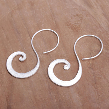 Cloud's Curve Sterling Silver Modern Spiral Drop Earrings from Indonesia