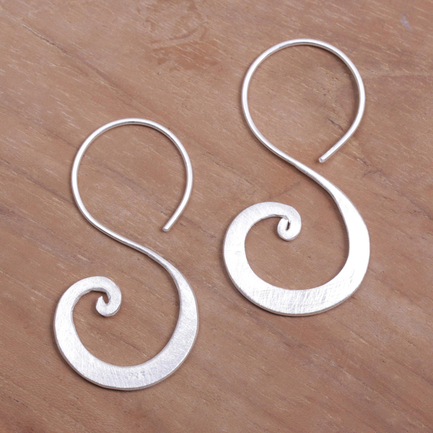 Cloud's Curve Sterling Silver Modern Spiral Drop Earrings from Indonesia